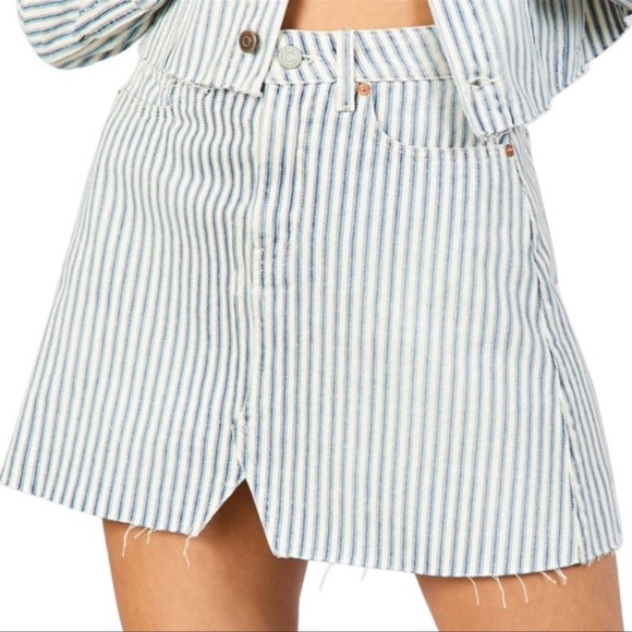 ETICA Lucy Striped Blue Denim Skirt Size 25 - Picture 1 of 12